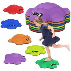 AIYAPLAY 6-Piece Balance Stepping Stones with Non-Slip Edge, Indoor Outdoor Obstacle Courses for Ages 3-8 Years, Multicoloured - 1