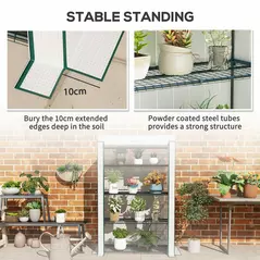 Outsunny Four-Tier Mini Greenhouse - Green/White - 7