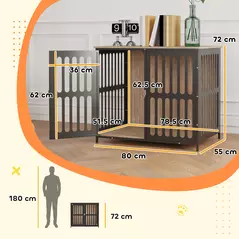 PawHut Dog Crate Furniture with Anti-Chew Resistant Mesh, Anti-Escape Single Door, for Medium Dogs, 80 x 55 x 72 cm - 3