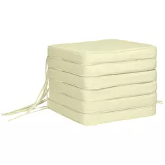 Outsunny Set of 6 Pcs Chair Cushion, 42Lx42Wx5T cm-Cream White - 1
