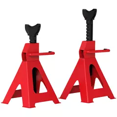 HOMCOM Axle Stands 2 Ton Car Jack Stands Pack of 2, 28-42.5 cm Height Adjustable Support Jack Stand, Heavy Duty Car Lift Tool for Vehicles, Caravans, Workshops, Garages, Red - 1