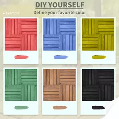 Outsunny 27 Pcs Solid Wood Interlocking Decking Tiles For Patio, Balcony, Roof Terrace, Hot Tub, Brown, (30 x 30 cm Per Piece) - 8