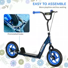 AIYAPLAY Kids Scooter with Adjustable Handlebar, Children's Kick Scooter with Non-slip Footplate, Rear Brake, Kickstand, Blue - 5