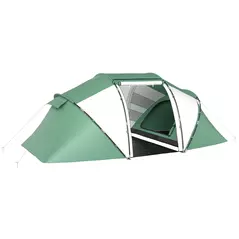 Outsunny 4-6 Man UV Protection Camping Tent - Green and White - 1