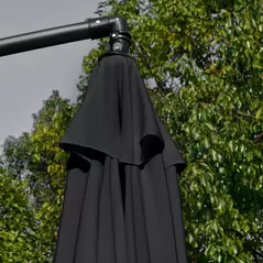 Outsunny 2.7m Garden Banana Parasol Cantilever Umbrella with Crank Handle and Cross Base for Outdoor, Hanging Sun Shade, Black - 9