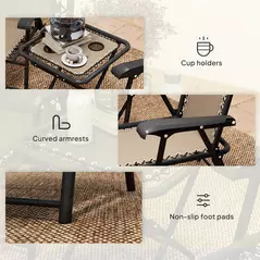 Outsunny Three-Piece Garden Table and Chair Set - Khaki - 7