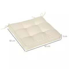 Outsunny Set of 4 Garden Seat Cushion with Ties, 42 x 42cm Replacement Dining Chair Seat Pad, Cream White - 3