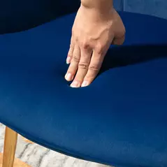 HOMCOM Modern Armchair with Footstool, Upholstered Accent Chair with Ottoman, Steel Legs, Velvet Wingback Chair for Living Room, Bedroom, Home Study, Dark Blue - 6