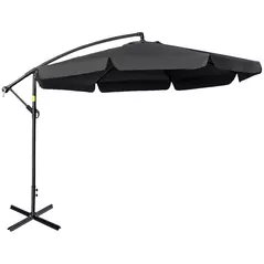 Outsunny 2.7m Garden Banana Parasol Cantilever Umbrella with Crank Handle and Cross Base for Outdoor, Hanging Sun Shade, Black - 1