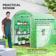 Outsunny 300 x 195cm Walk-In Tunnel Greenhouse - Green - 6