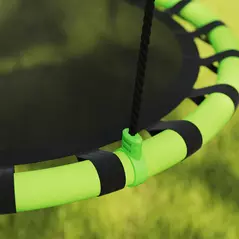 AIYAPLAY 100cm Diameter Kid Nest Swing Seat with Height Adjustable Ropes for Outdoor, Indoor, Black/Green - 7