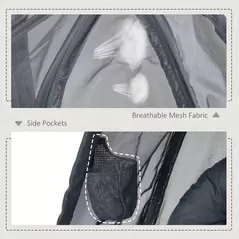 Outsunny Hanging Egg Chair, Folding Texteline Swing Hammock with Side Pocket, Cushion and Stand for Indoor Outdoor, Patio Garden Furniture, Grey - 7