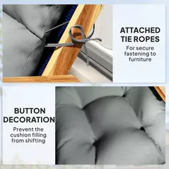 Outsunny 115 x 56cm Rocking Chair Padded Seat Cushion - Light Grey - 6