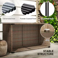 Outsunny 90 x 50cm Glass-Top Rattan Side Table - Brown - 6