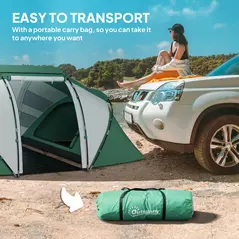 Outsunny 4-6 Man UV Protection Camping Tent - Green and White - 5