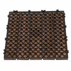 Outsunny 27 Pcs Solid Wood Interlocking Decking Tiles For Patio, Balcony, Roof Terrace, Hot Tub, Brown, (30 x 30 cm Per Piece) - 9