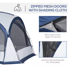 Outsunny Dome Tent for 6-8 Person, Camping Tent with 4 Zipped Mesh Doors, Removable Oxford Cloth, Lamp Hook, Portable Carry Bag, White and Blue - 5