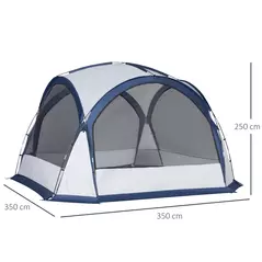 Outsunny Dome Tent for 6-8 Person, Camping Tent with 4 Zipped Mesh Doors, Removable Oxford Cloth, Lamp Hook, Portable Carry Bag, White and Blue - 3