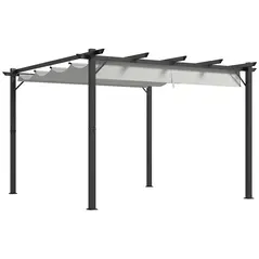 Outsunny 3 x 3(m) Aluminium Pergola Canopy Gazebo Awning Outdoor Garden Sun Shade Shelter Marquee Party BBQ, Light Grey - 1