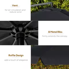 Outsunny 2.7m Garden Banana Parasol Cantilever Umbrella with Crank Handle and Cross Base for Outdoor, Hanging Sun Shade, Black - 5