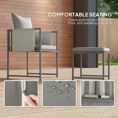 Outsunny Nine-Piece Steel Frame Garden Dining Set - Grey - 5