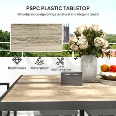 Outsunny Nine-Piece Steel Frame Garden Dining Set - Grey - 6