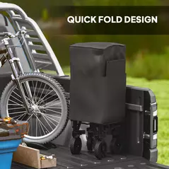 Outsunny Double Decker Folding Festival Trolley on Wheels, 200KG & 350L Capacity Collapsible Wagon Festival Trolley Cart with 134cm Extended for Camping Sports Shopping Garden and Beach, Black - 6