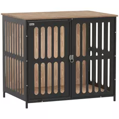 PawHut Dog Crate Furniture with Anti-Chew Resistant Mesh, Anti-Escape Single Door, for Medium Dogs, 80 x 55 x 72 cm - 1