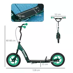 AIYAPLAY Kids Scooter with Adjustable Handlebar, Children's Kick Scooter with Non-slip Footplate, Rear Brake, Kickstand, Green - 3