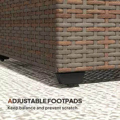 Outsunny 90 x 50cm Glass-Top Rattan Side Table - Brown - 7