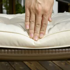 Outsunny Set of 4 Garden Seat Cushion with Ties, 42 x 42cm Replacement Dining Chair Seat Pad, Cream White - 8