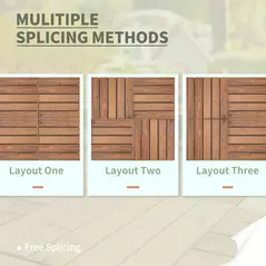 Outsunny 27 Pcs Solid Wood Interlocking Decking Tiles For Patio, Balcony, Roof Terrace, Hot Tub, Brown, (30 x 30 cm Per Piece) - 4