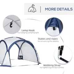 Outsunny Dome Tent for 6-8 Person, Camping Tent with 4 Zipped Mesh Doors, Removable Oxford Cloth, Lamp Hook, Portable Carry Bag, White and Blue - 6