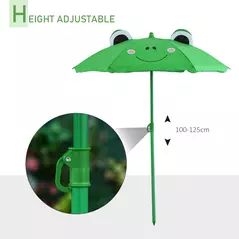 Outsunny Kids Folding Picnic Table Chair Set w/ Parasol, Green - 6