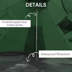 Outsunny 6 Men Tipi Tent with Carry Bag - Green - 6