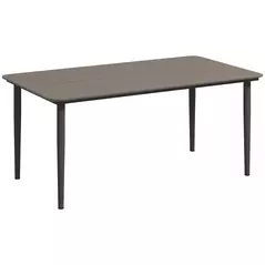 Outsunny Garden Table, Outdoor Dining Table for 6 People, 160 x 90 x 74 cm, with Rust Resistant Metal Frame, WPC Top, for Balcony, Terrace, Dark Grey - 1