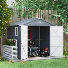 Outsunny 7.9ft x 6.2ft Aluminium Frame and Plastic Wall Shed, with Foundation - Grey - 2