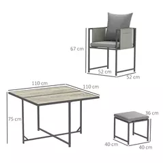 Outsunny Nine-Piece Steel Frame Garden Dining Set - Grey - 3