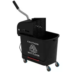 HOMCOM 20L Compact Mop Bucket on Wheels, with Water Separation Panel - Black - 1
