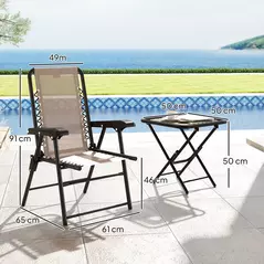Outsunny Three-Piece Garden Table and Chair Set - Khaki - 3