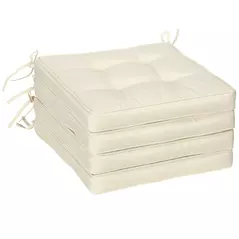 Outsunny Set of 4 Garden Seat Cushion with Ties, 42 x 42cm Replacement Dining Chair Seat Pad, Cream White - 1