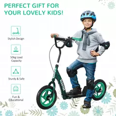 AIYAPLAY Kids Scooter with Adjustable Handlebar, Children's Kick Scooter with Non-slip Footplate, Rear Brake, Kickstand, Green - 7