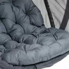 Outsunny Hanging Egg Chair, Folding Texteline Swing Hammock with Side Pocket, Cushion and Stand for Indoor Outdoor, Patio Garden Furniture, Grey - 9