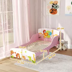 AIYAPLAY Cute Animal-Themed Toddler Bed, with Safety Rails, 143 x 77 x 60cm, Pink - 3