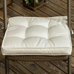 Outsunny Set of 4 Garden Seat Cushion with Ties, 42 x 42cm Replacement Dining Chair Seat Pad, Cream White - 7