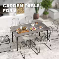 Outsunny Garden Table, Outdoor Dining Table for 6 People, 160 x 90 x 74 cm, with Rust Resistant Metal Frame, WPC Top, for Balcony, Terrace, Dark Grey - 4