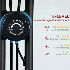 SPORTNOW Five-in-one Foldable Exercise Bike, Stationary Bike with Arm Workout Bands, LDC Monitor, Phone Holder, Red - 5