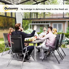 Outsunny Garden Table, Outdoor Dining Table for 6 People, 160 x 90 x 74 cm, with Rust Resistant Metal Frame, WPC Top, for Balcony, Terrace, Dark Grey - 9