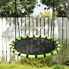 AIYAPLAY 100cm Diameter Kid Nest Swing Seat with Height Adjustable Ropes for Outdoor, Indoor, Black/Green - 9