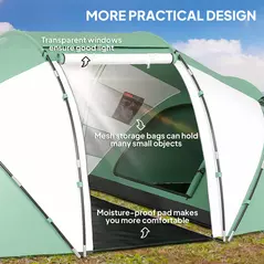 Outsunny 4-6 Man UV Protection Camping Tent - Green and White - 6
